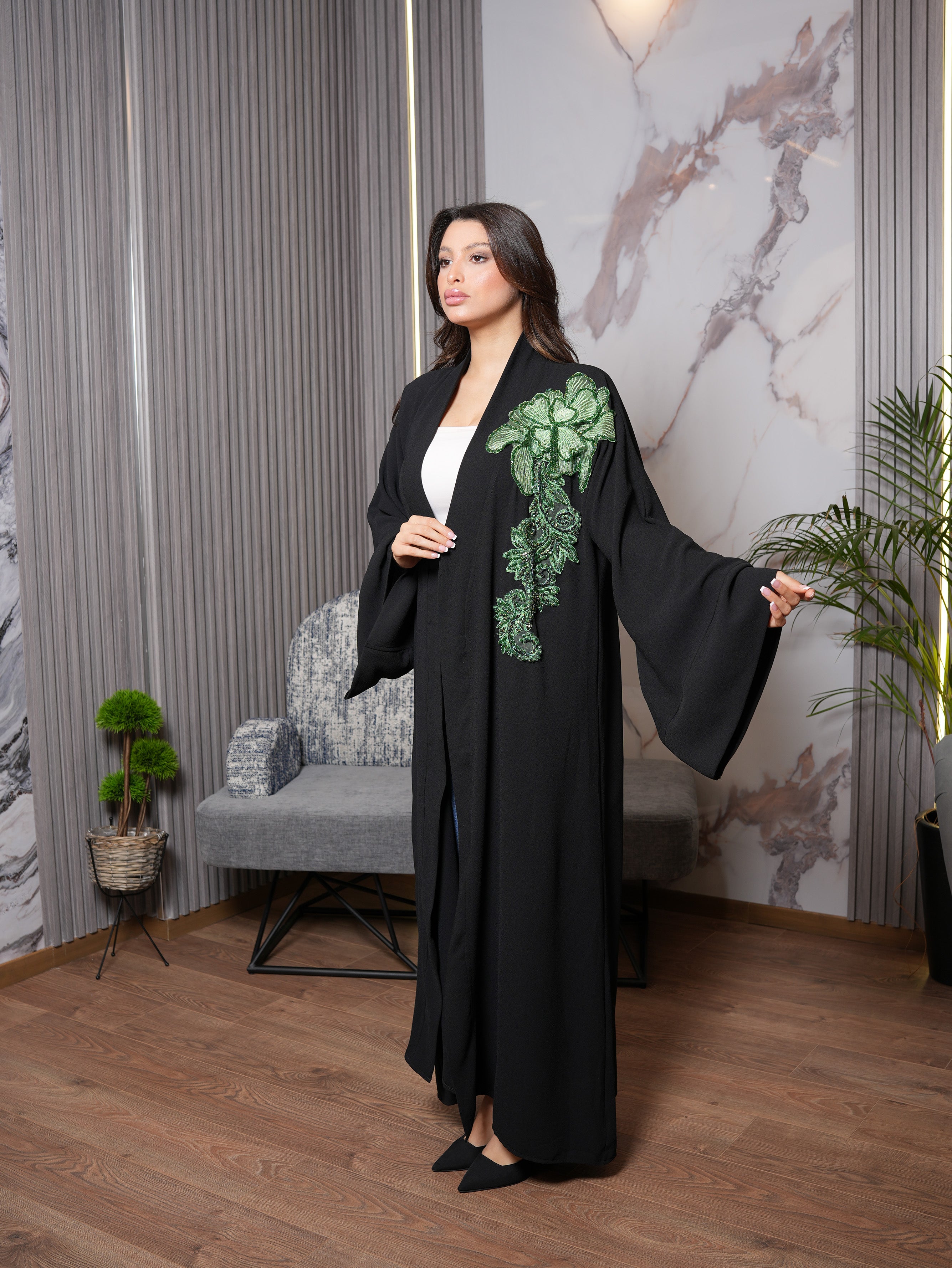 Emerald Garden Embroidered Abaya