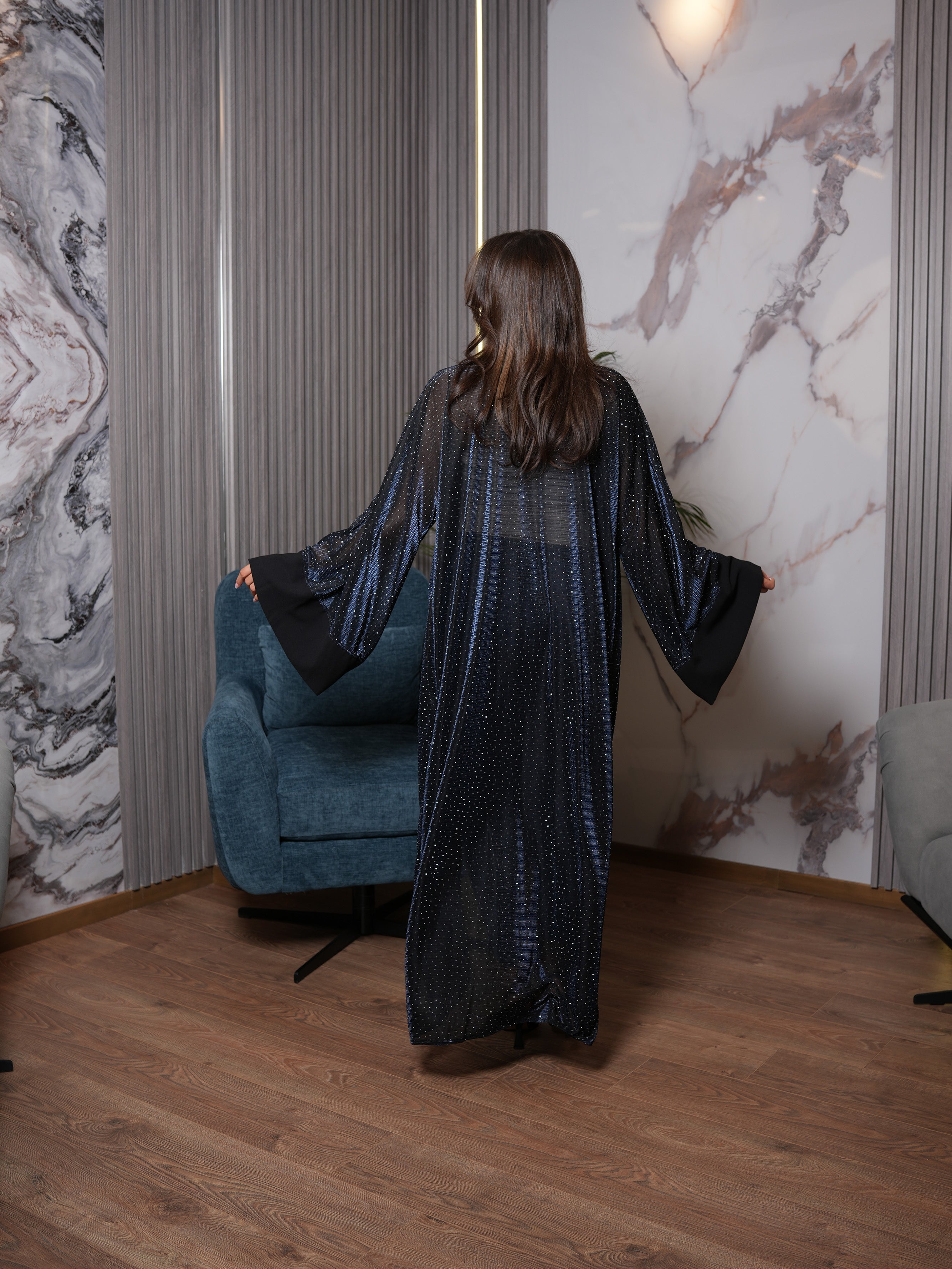 Charcoal Grey Shimmer Abaya