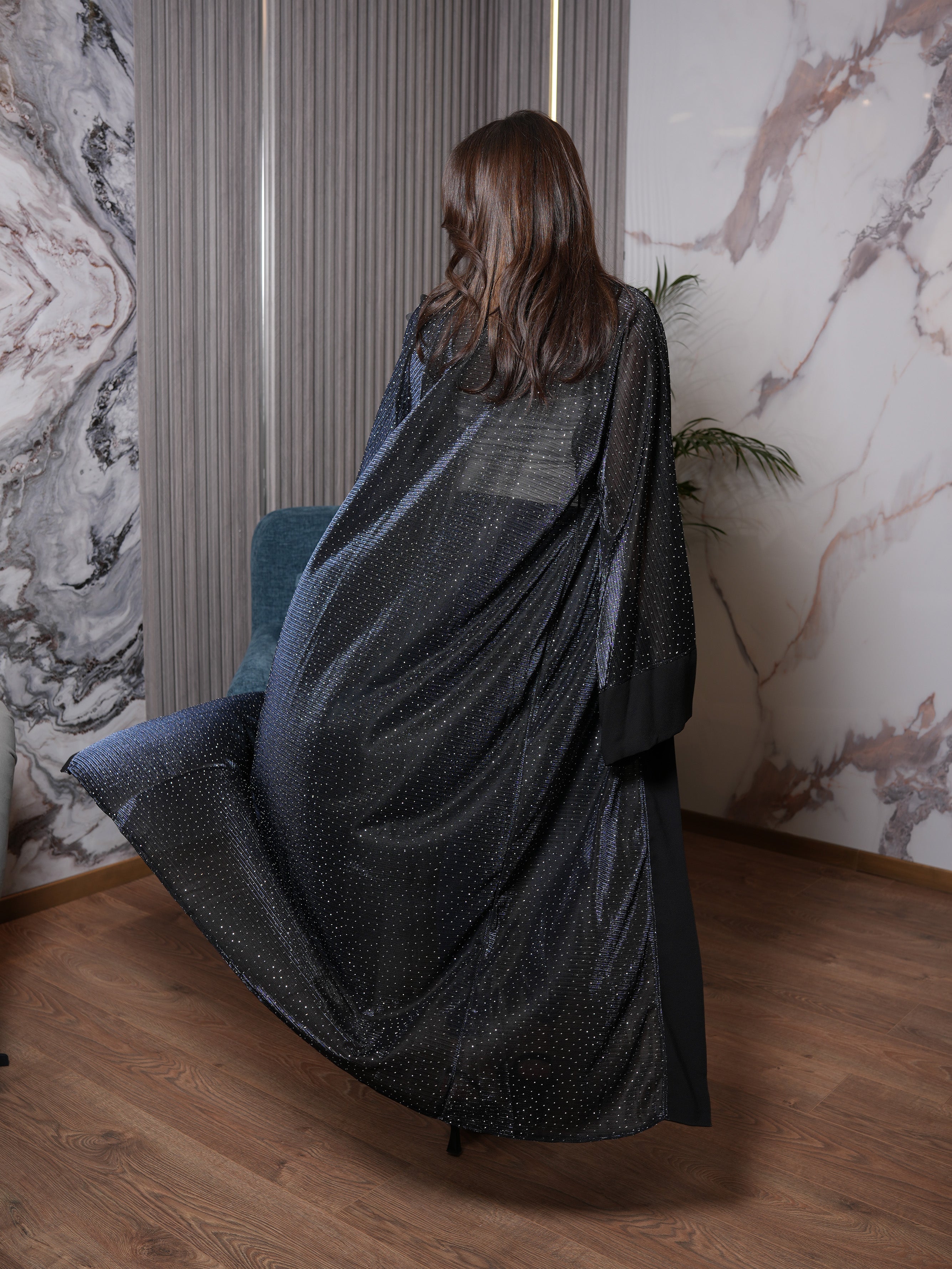 Charcoal Grey Shimmer Abaya